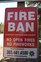 Photo of fire ban sign in Boulder County