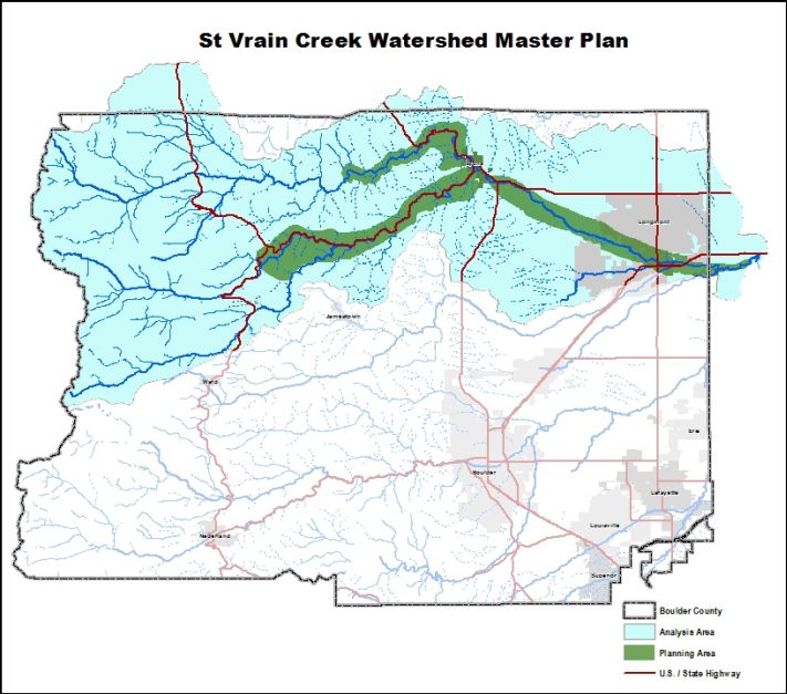 Creek Planning Map for St. Vrain Creek