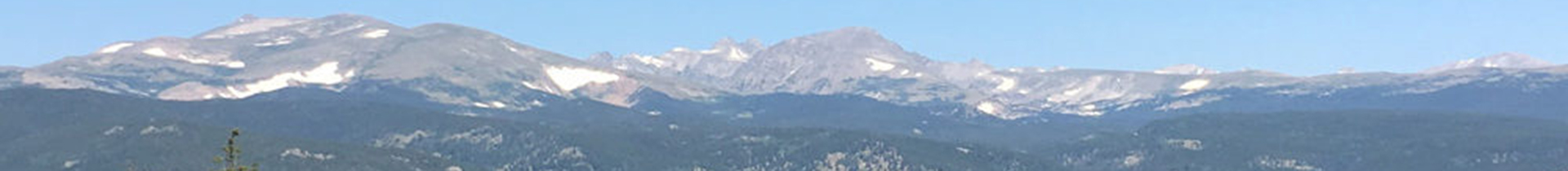 Panoramic view of the back range of the northern Colorado Rockies from Reynolds Ranch Open Space