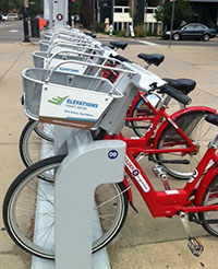 Photo of bicycles for sharing as part of B-Cycle program