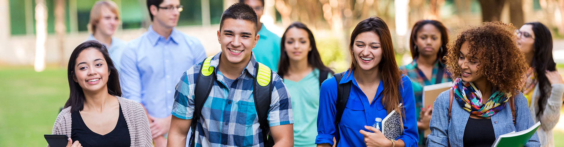 teens walking together at school