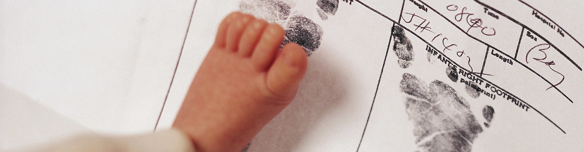 baby footprint on a birth certificate