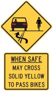 Cross the double yellow line when safe to pass cyclists