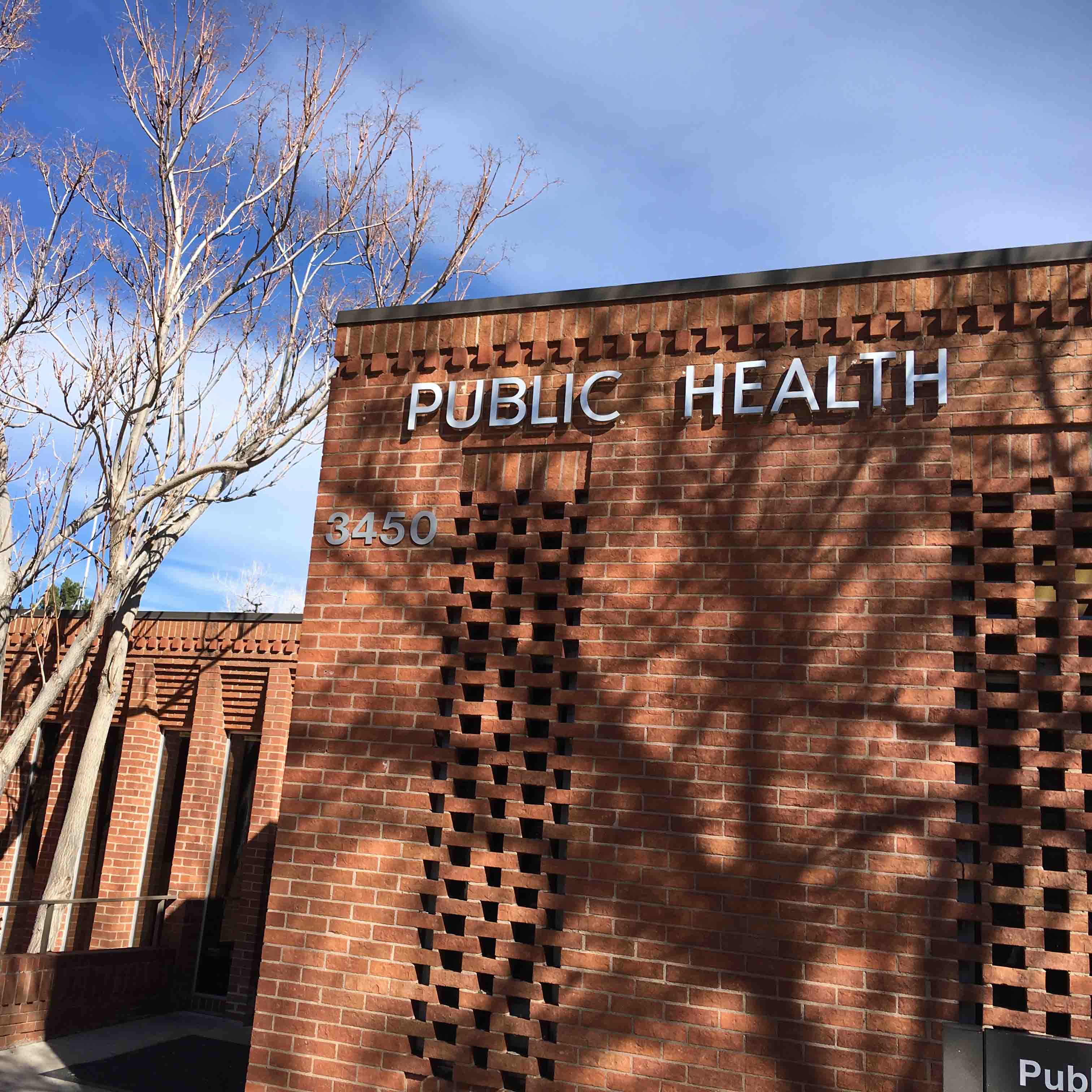 front of Public Health's admin building