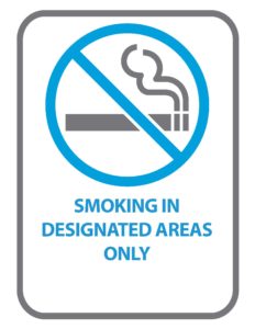 sign: smoking in designated areas only