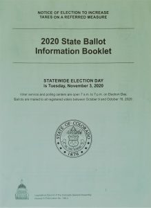 Cover of 2020 State Ballot Information Booklet (aka "Blue Book")