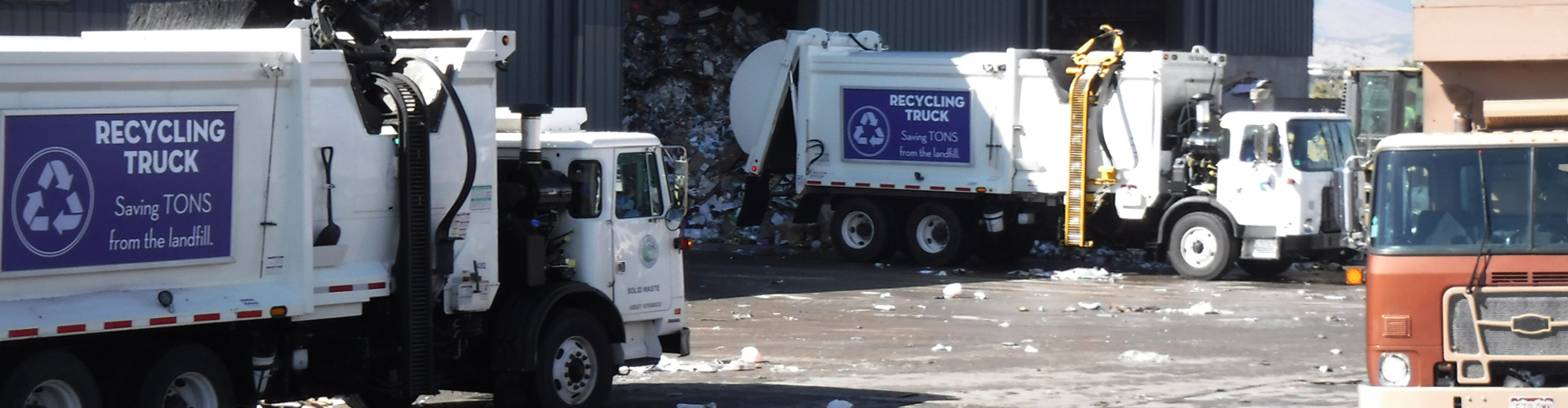 Recycling Trucks at Recycling Center