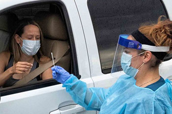 Lady in car getting tested