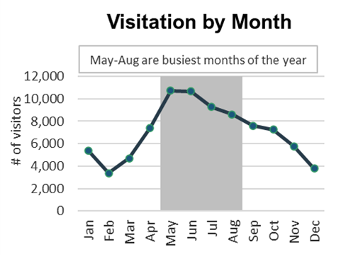 Line graph showing May and June were the busiest months
